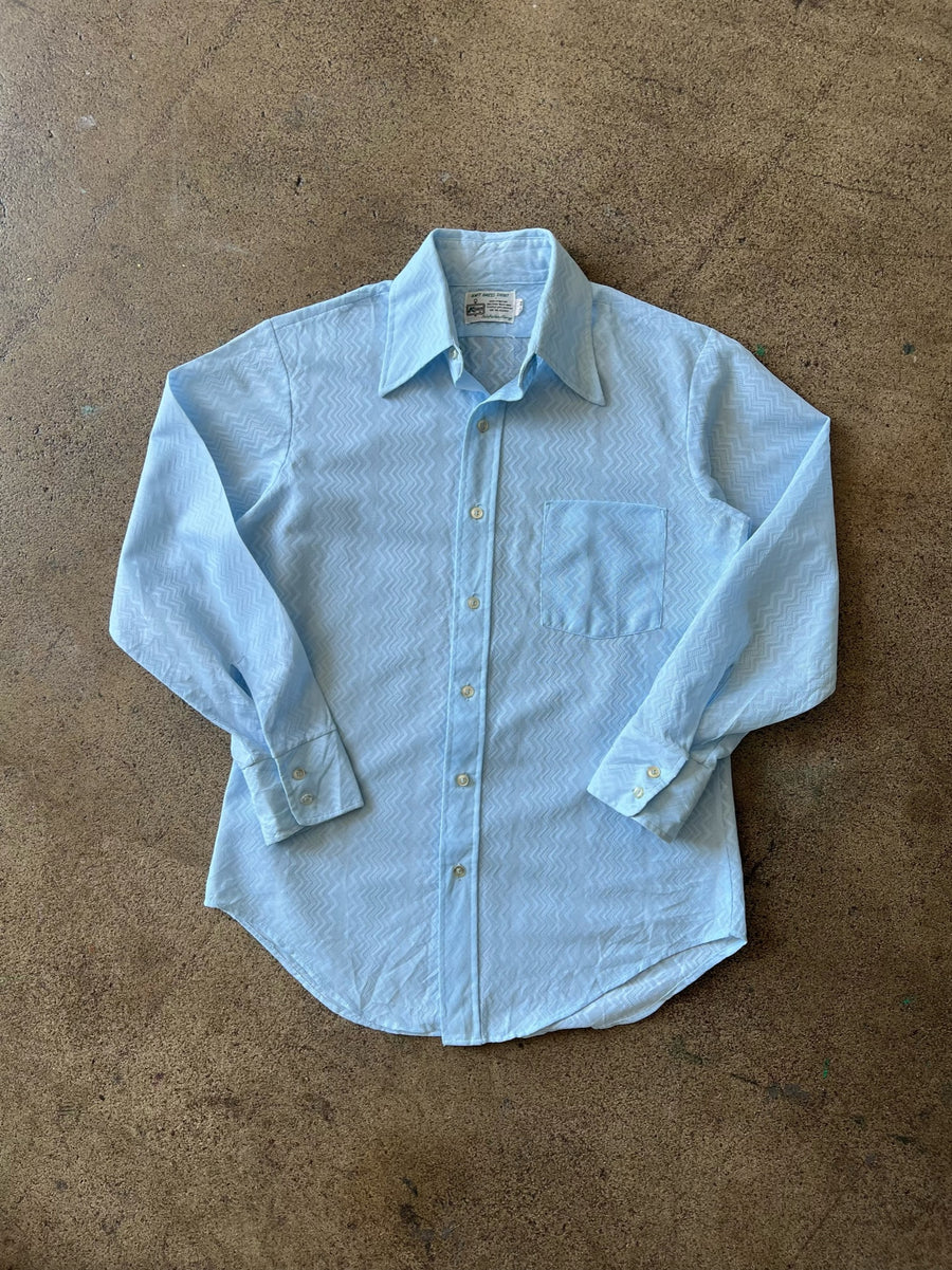 1970s Polyester Knit Dress Shirt