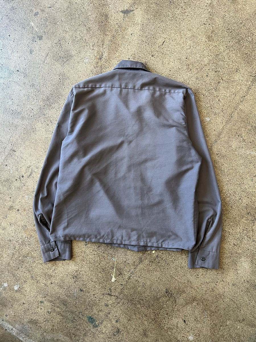 2000s Dark Gray Cropped Work Shirt