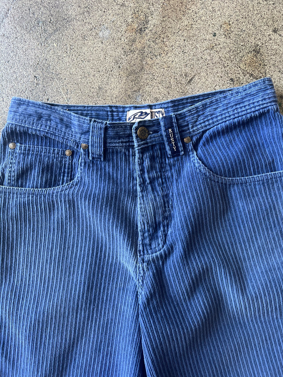 1990s Rusty Chopped Blue Corduroy Shorts 30