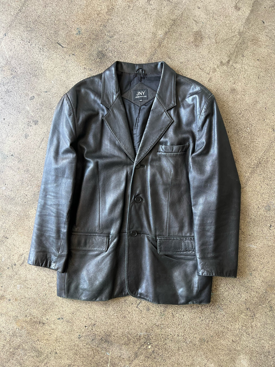 2000s JNY Long Leather Jacket