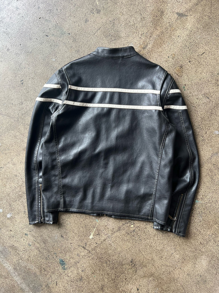 2000s Toxic Hazard Striped Moto Jacket