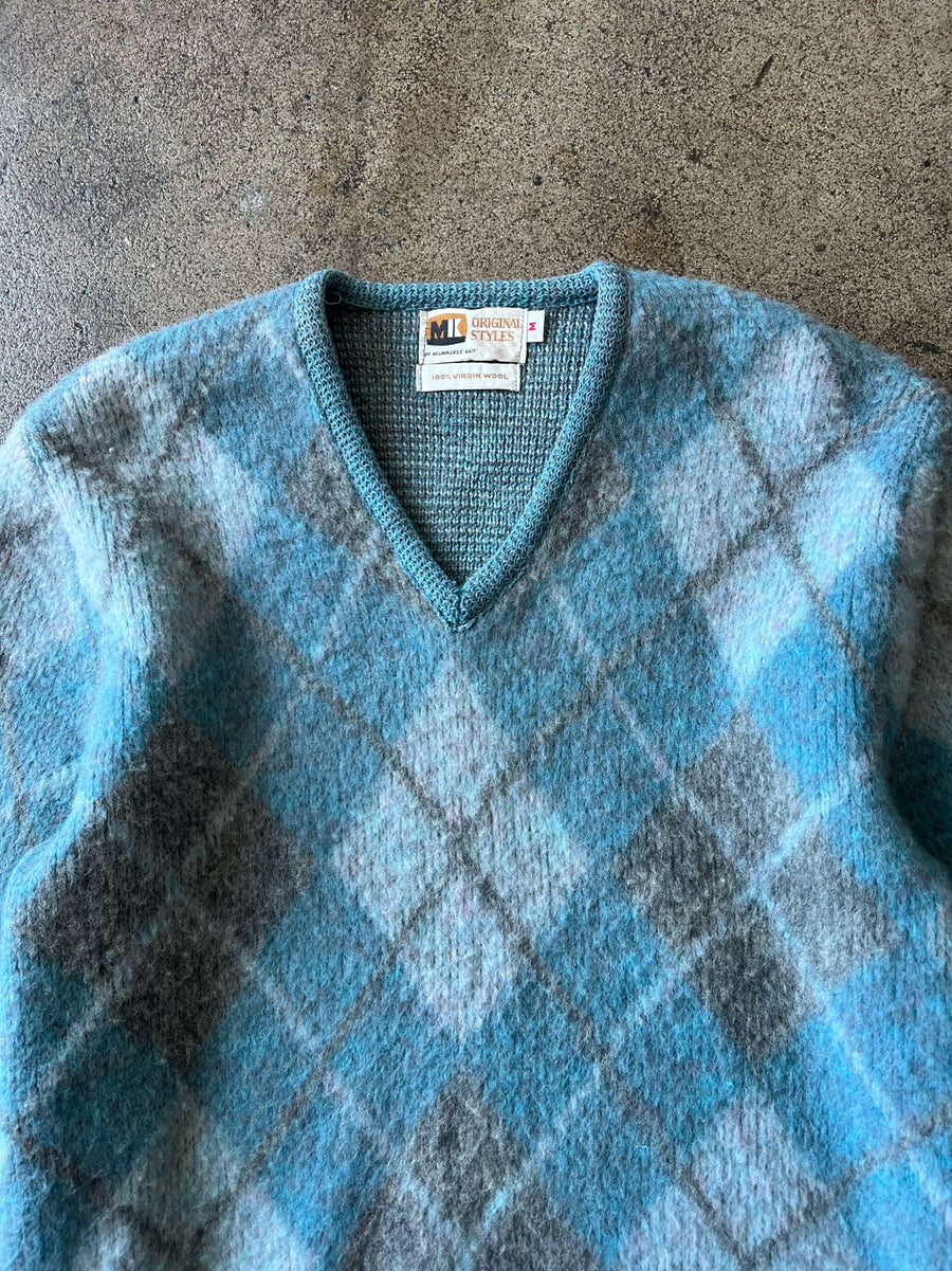 1970s Argyle Virgin Wool Sweater