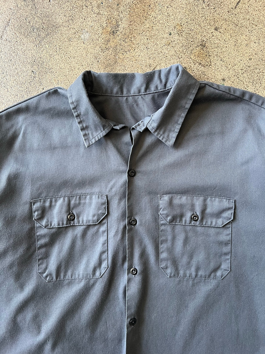 1990s Cropped Dark Gray Work Shirt