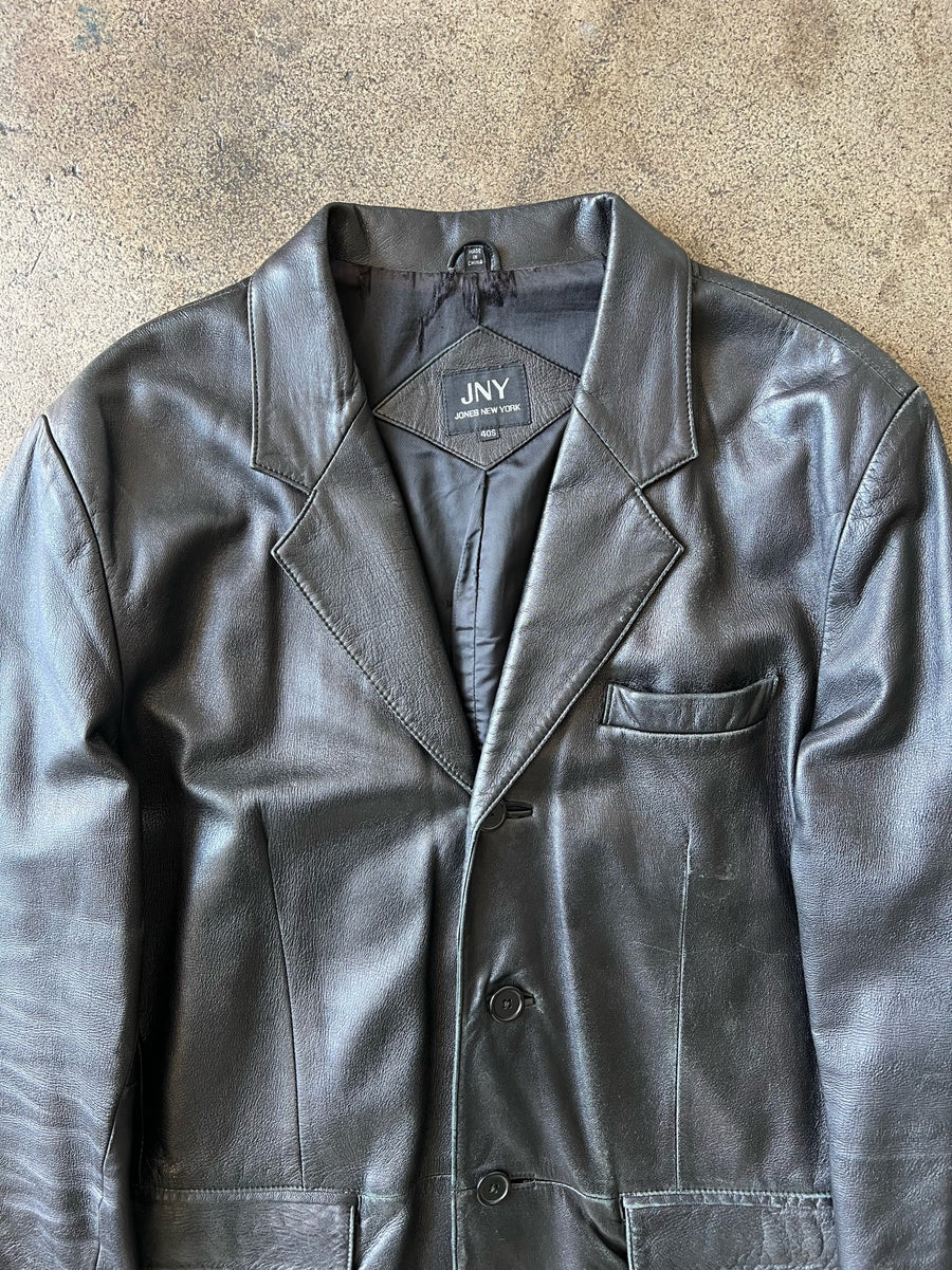 2000s JNY Long Leather Jacket