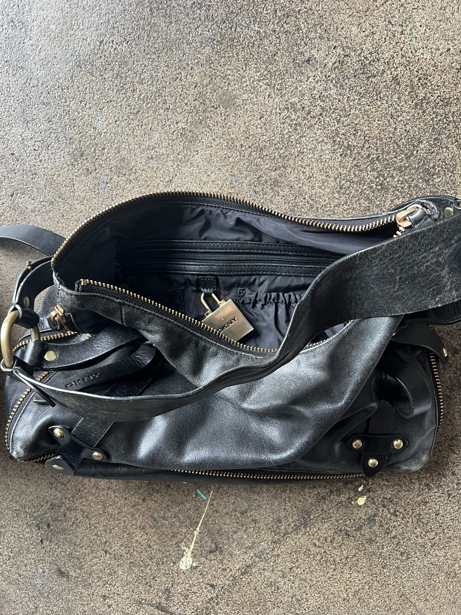 2000s DKNY Black Leather Purse