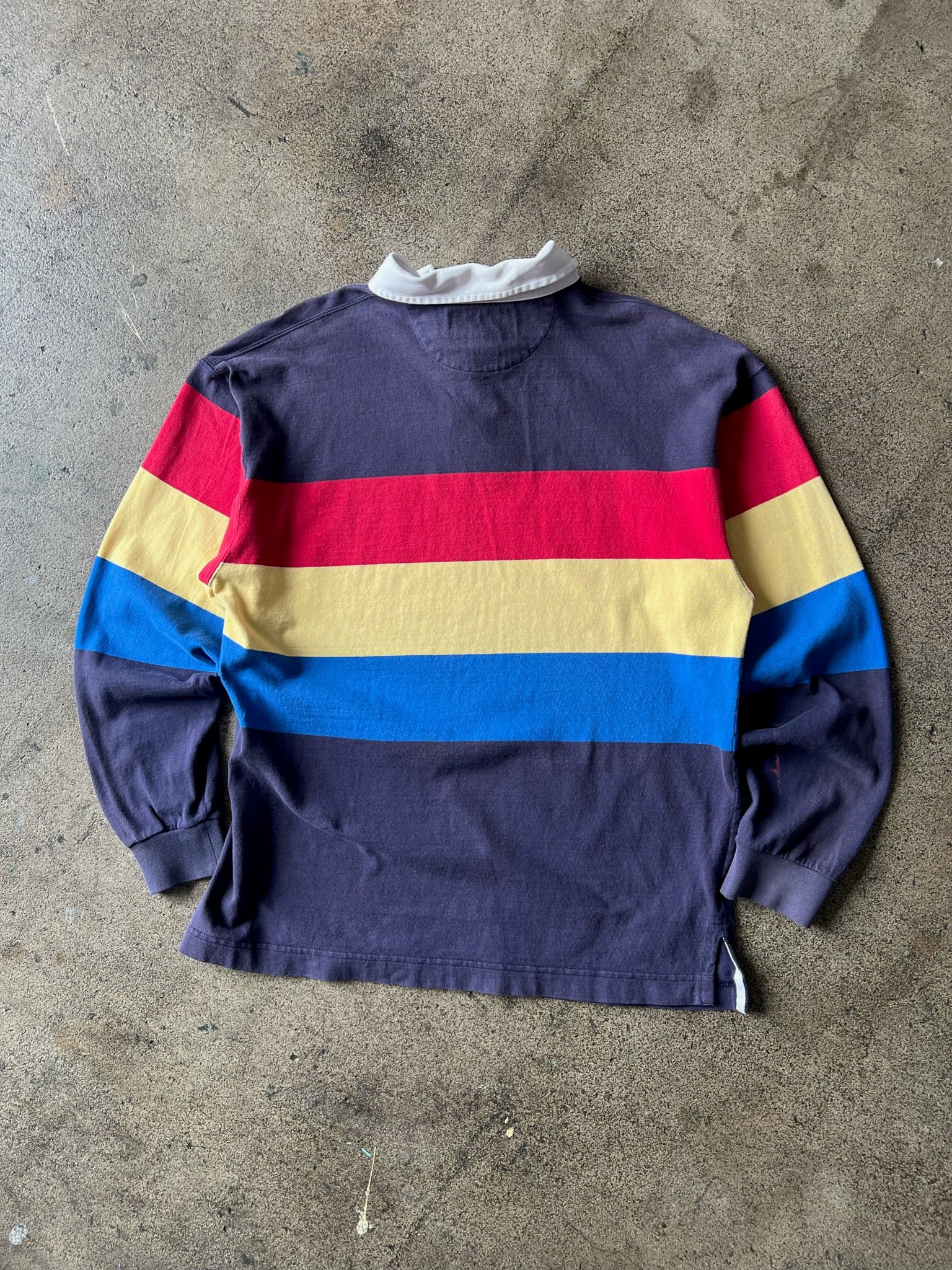 90'S LANDS' END long sleeve rugby shirt, men's size L cotton navy blue type Vintage Second Hand