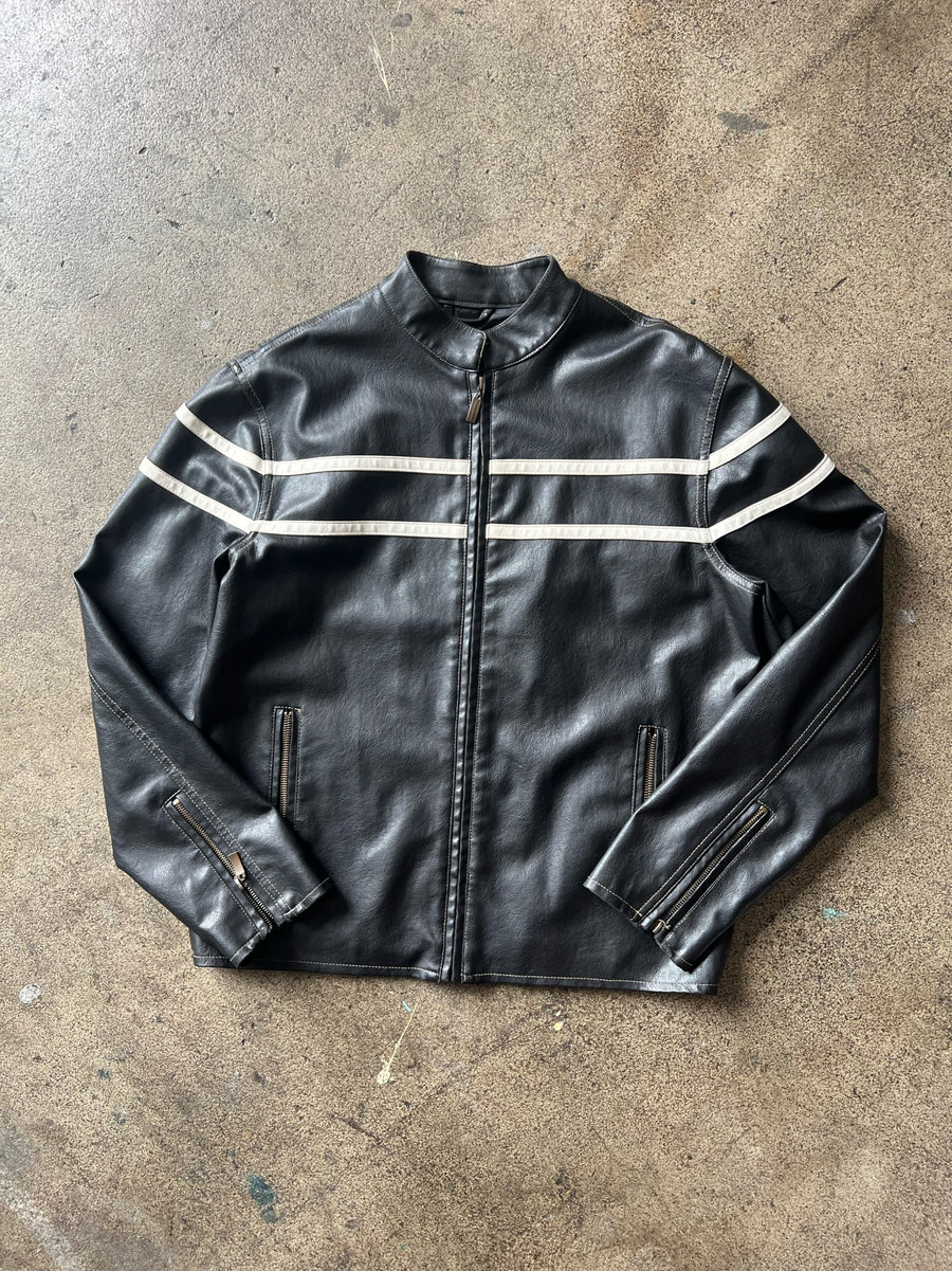 2000s Toxic Hazard Striped Moto Jacket