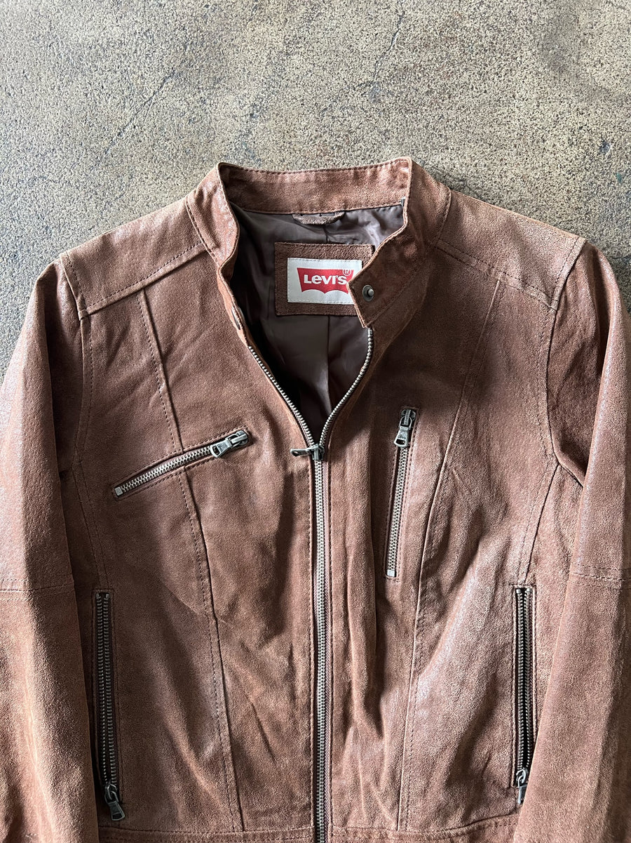 2000s Levi's Brown Leather Moto Jacket