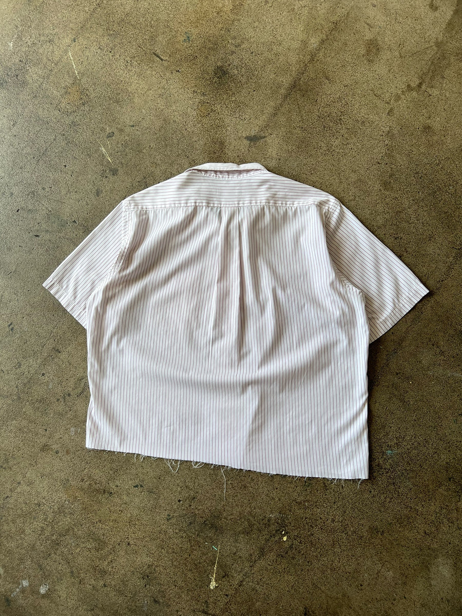 1990s Cropped Striped Dress Shirt
