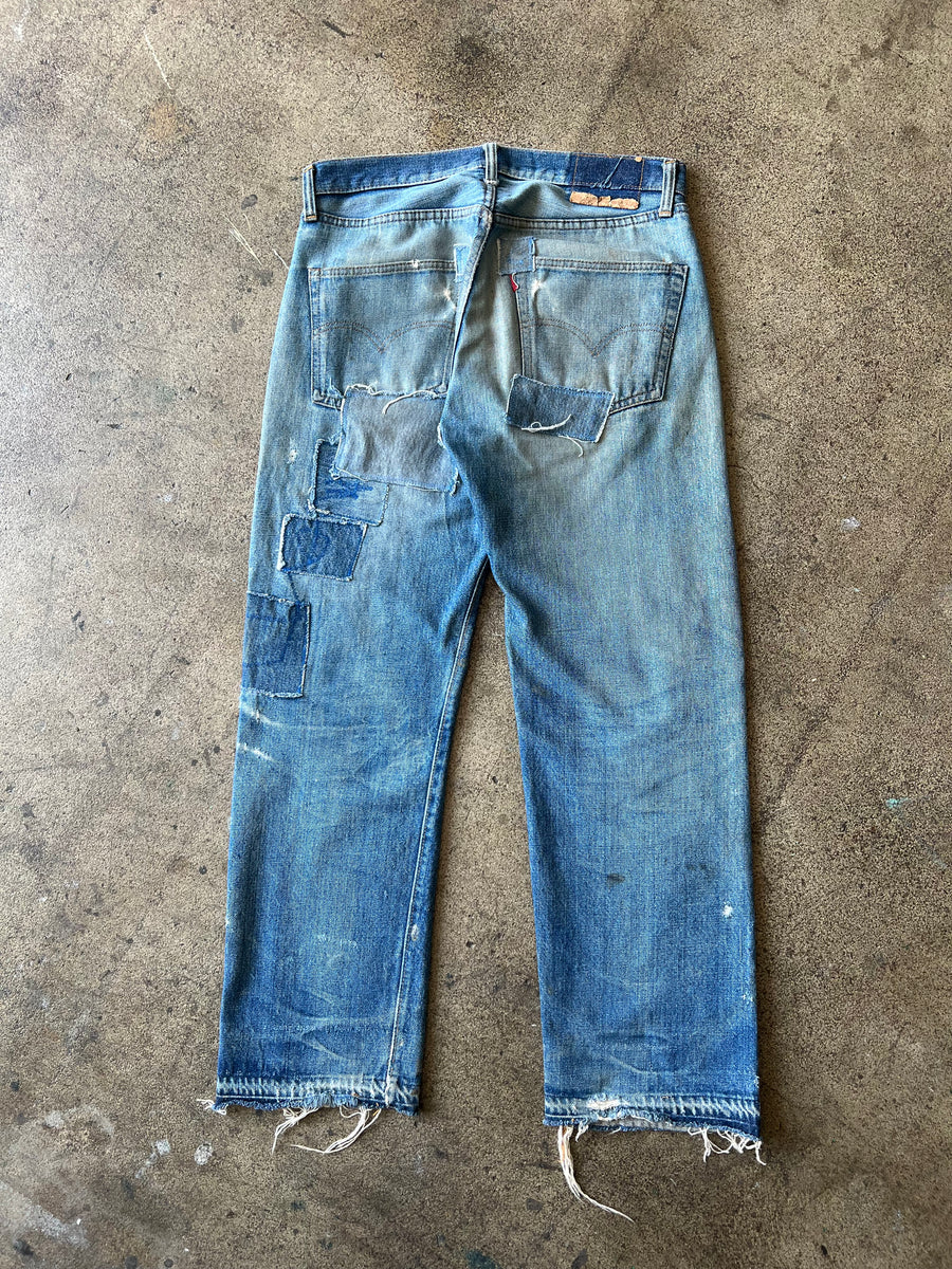 1970s Levi's 501 Selvedge Single Stitch Repaired Jeans 32