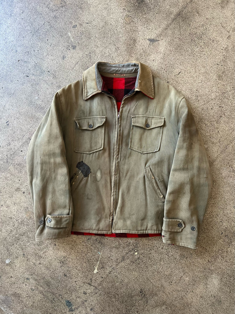 1950s Carter & Sons Whipcord Faded Olive Work Jacket