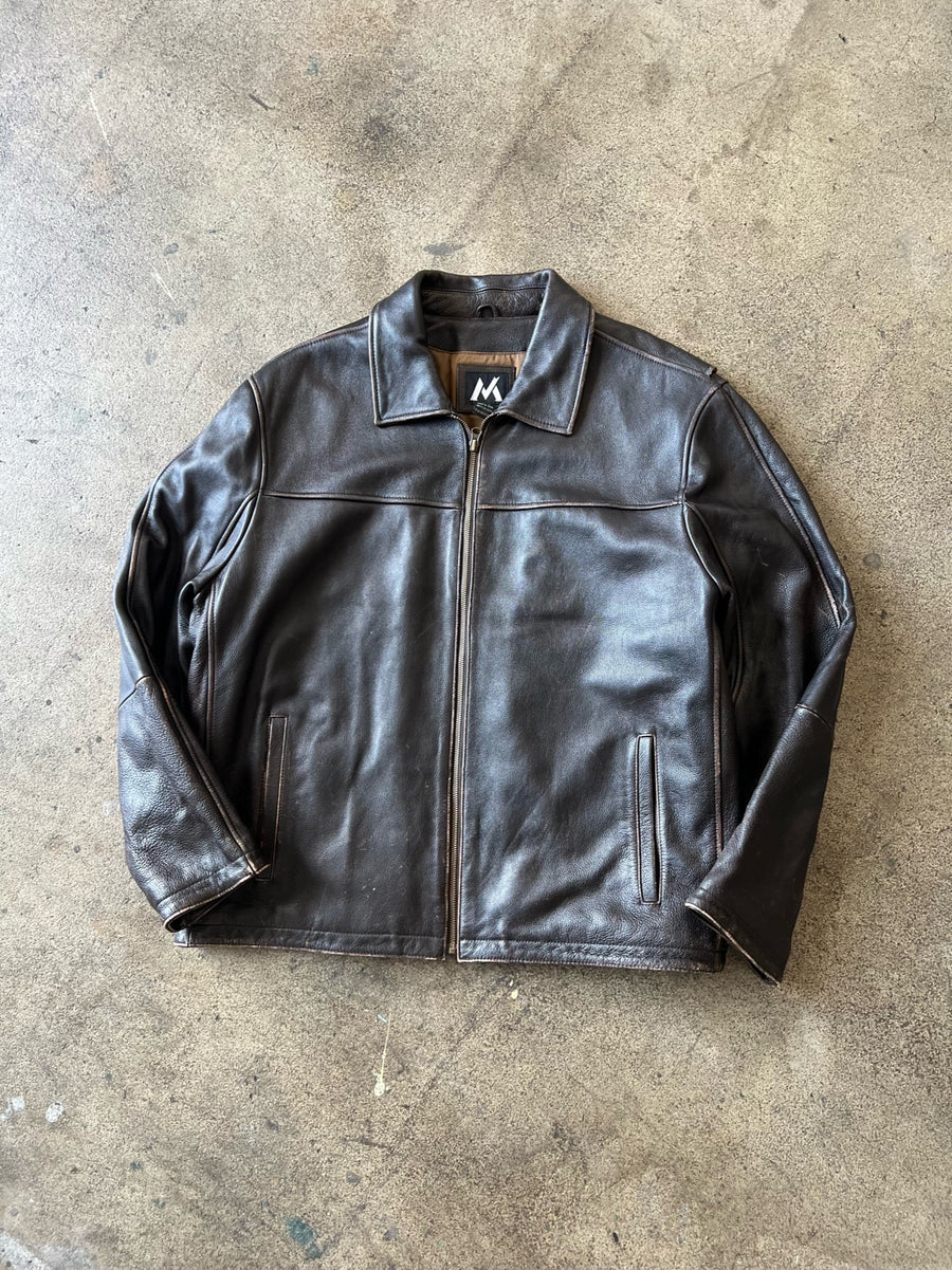 2000s Members Mark Brown Leather Jacket