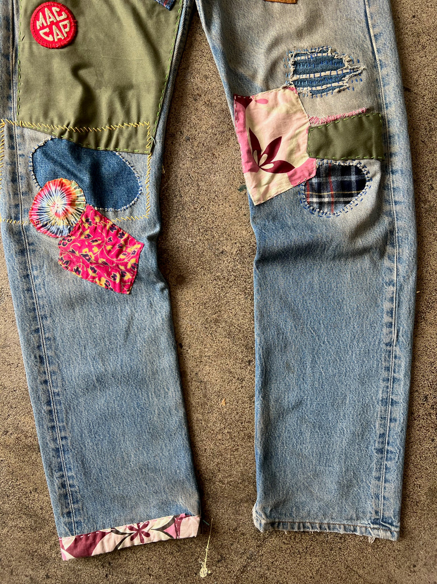 1990s Levi's 501 Hippie Patchwork Jeans 34