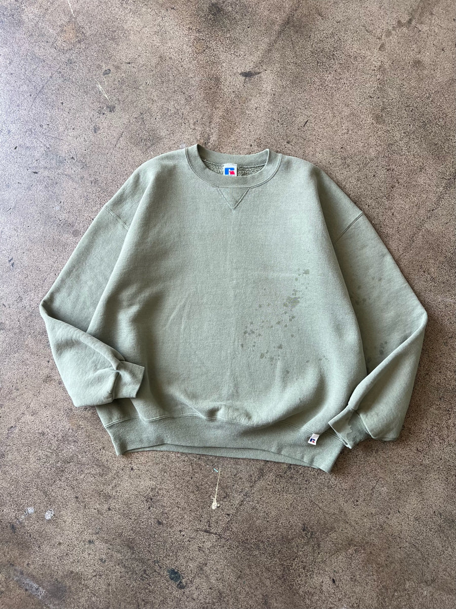 1990s Russell Sage Green Splotch Crewneck