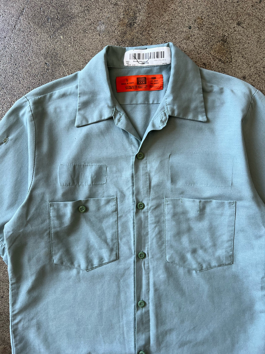 2000s Faded Green Cropped Work Shirt