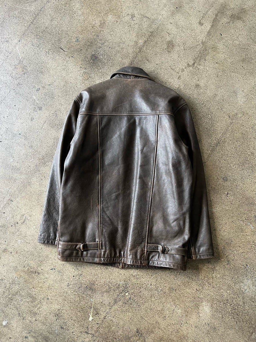 2000s Bonus Faded Brown Leather Jacket