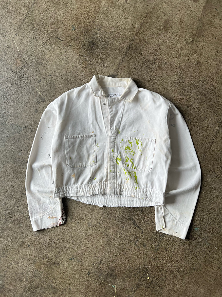 1980s Cropped Paint Stained Two Pocket Jacket