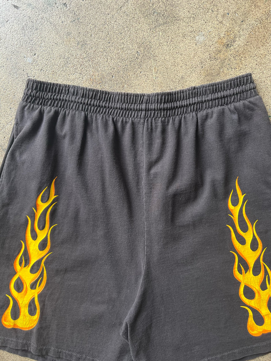 1990s Soffe Faded Black Flame Shorts
