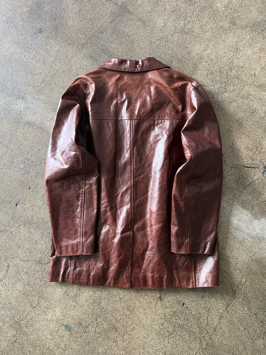 1990s Brown Leather Parka