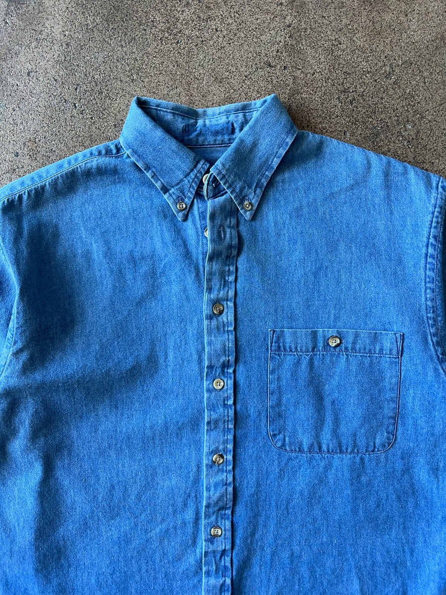 1990s Cropped + Chopped One Pocket Dress Shirt