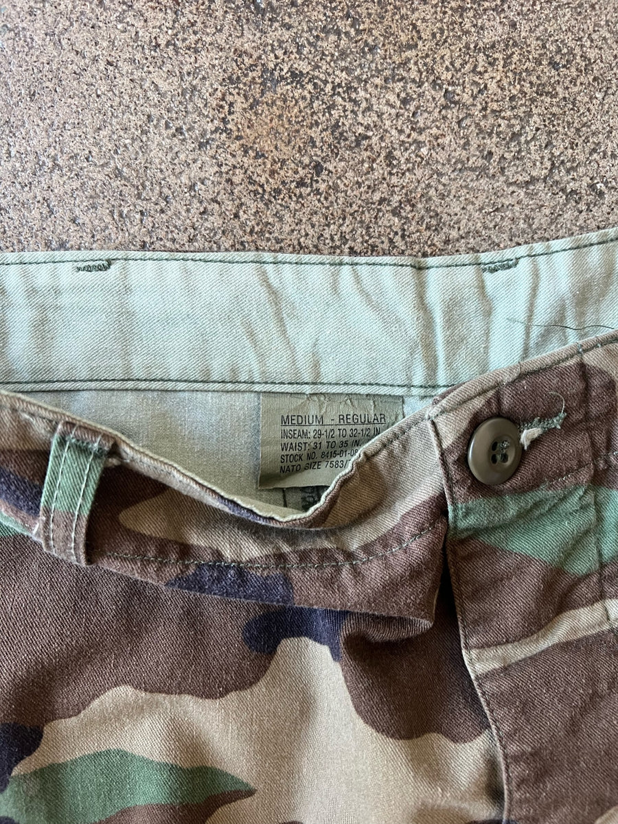 2000s Army Camo Cargo Pants Adjustable Waist