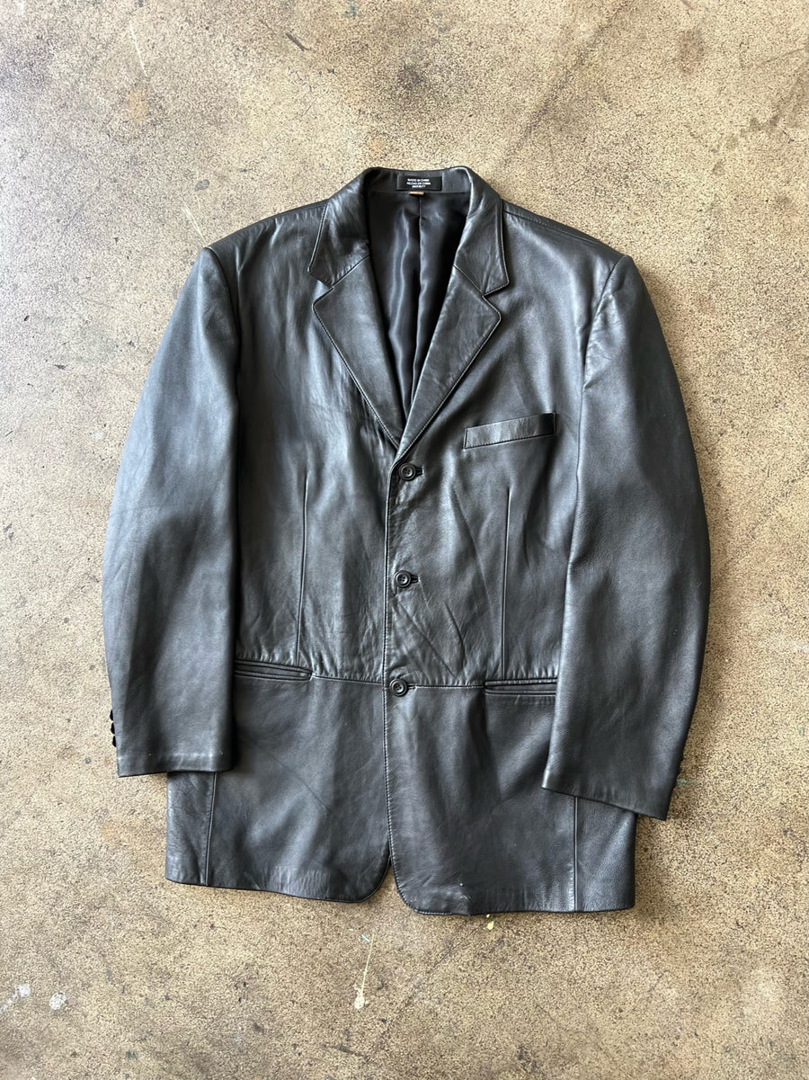 2000s Long Leather Jacket
