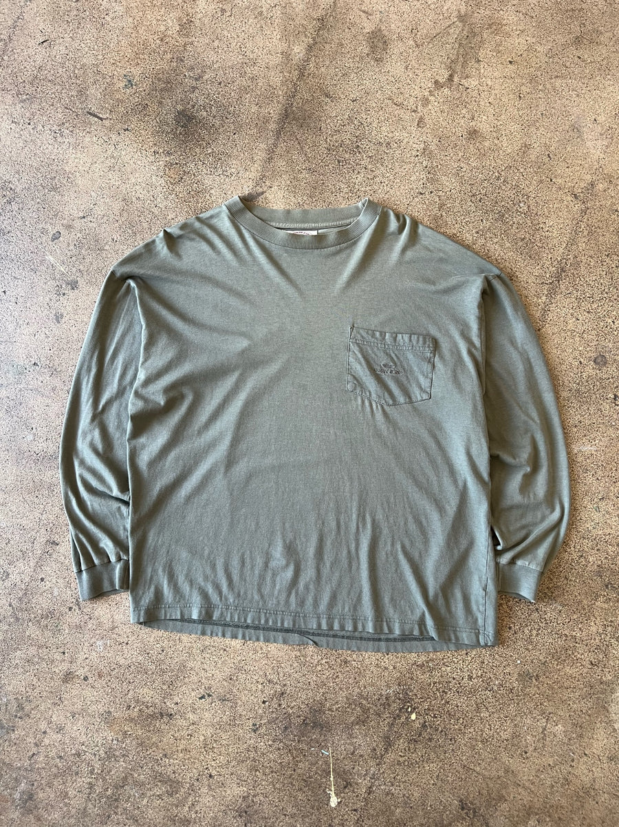 1990s Armani Jeans Faded Olive Long Sleeve Shirt