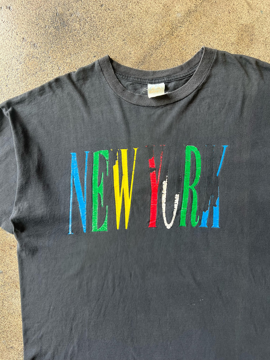 1990s New York Faded Black Tee