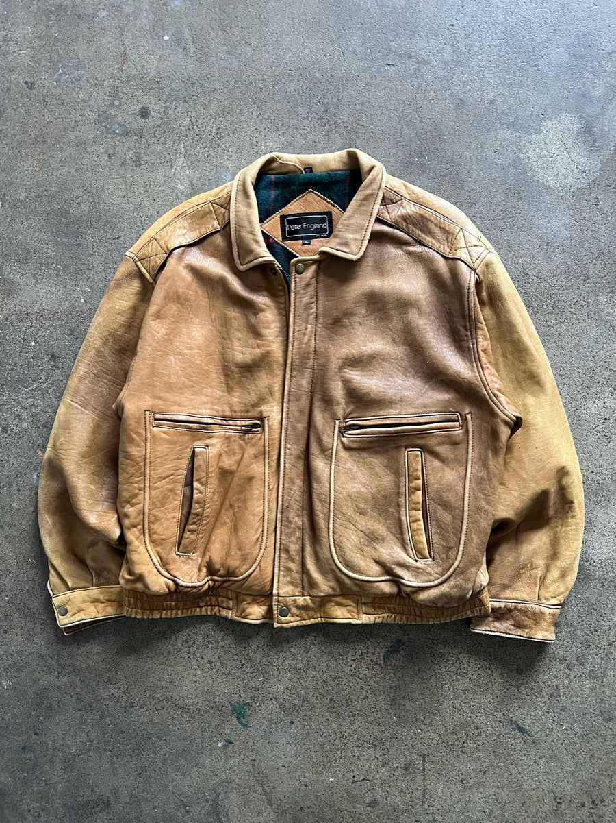1990s Peter England A2 Caramel Leather Jacket