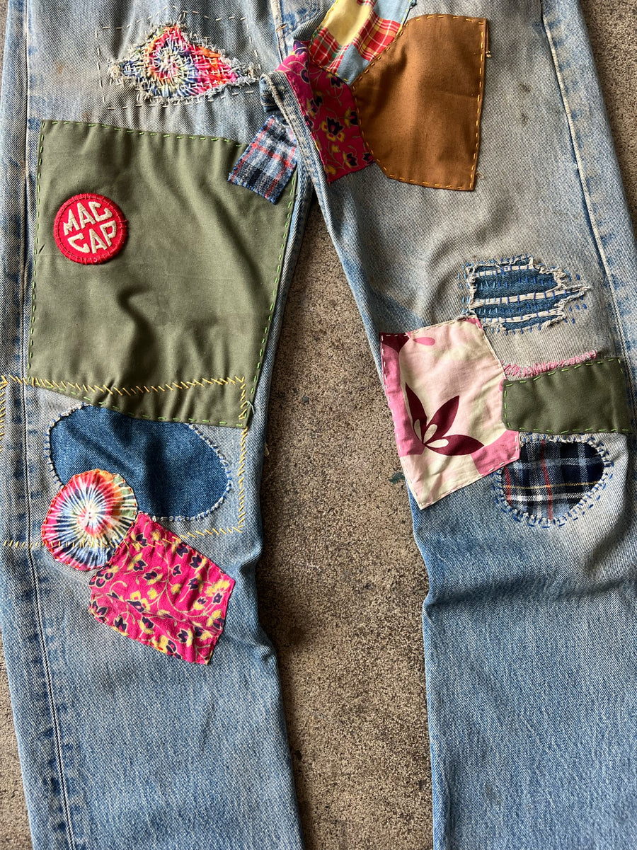 1990s Levi's 501 Hippie Patchwork Jeans 34