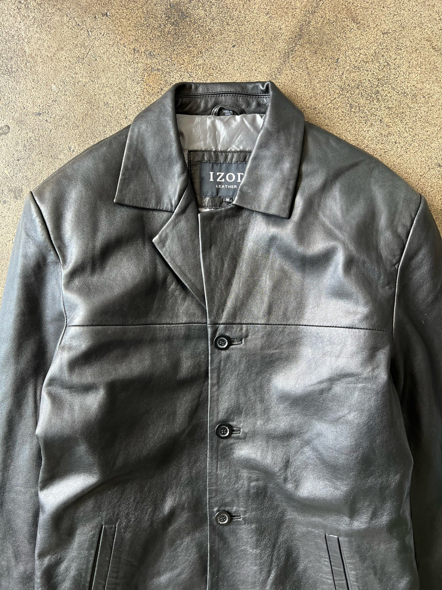 2000s IZOD Long Leather Jacket
