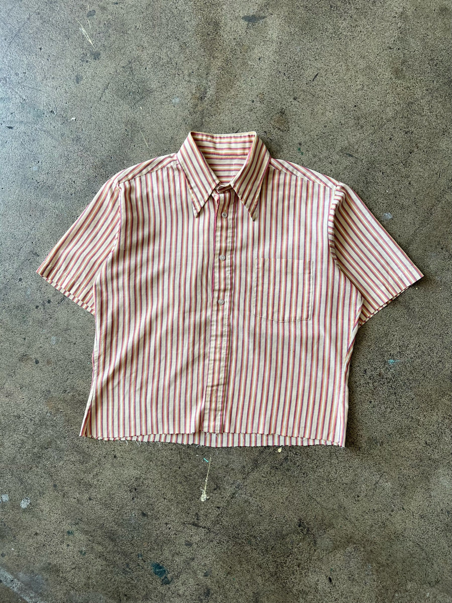 1980s Cropped Striped Orange Shirt