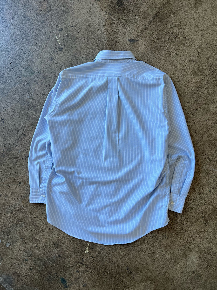 1990s L.L.Bean Blue Striped Dress Shirt