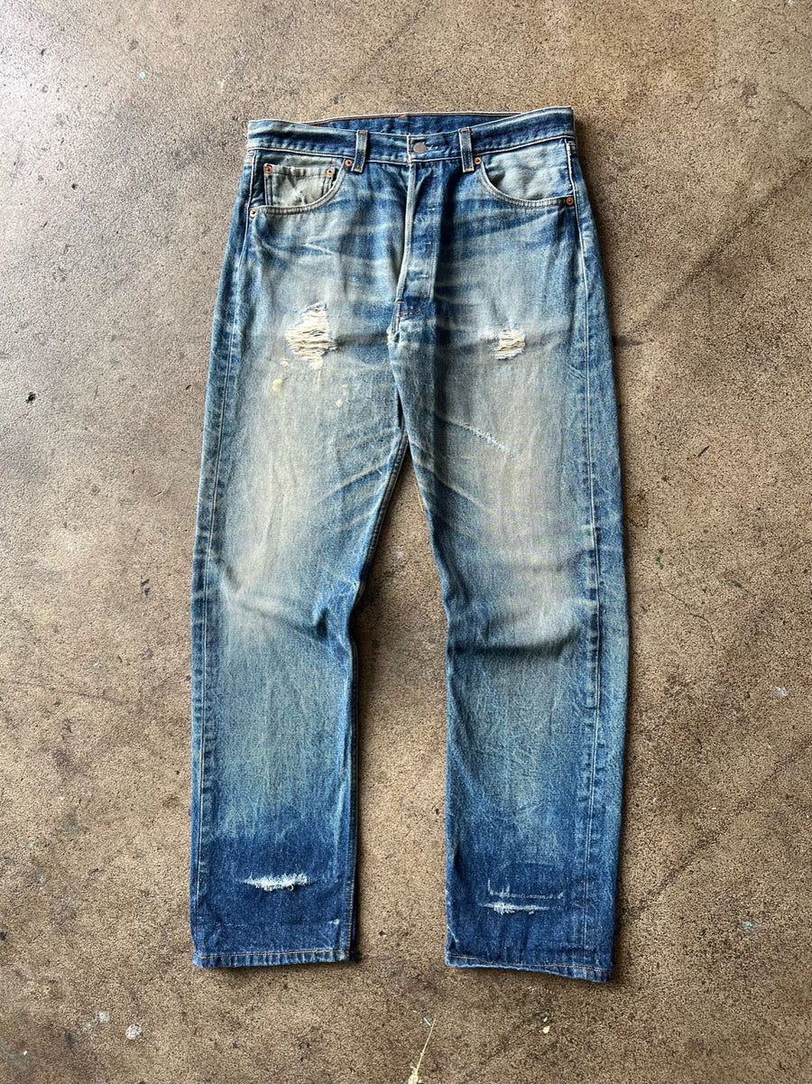 1990s Levi's 501xx Jeans Faded + Distressed 33