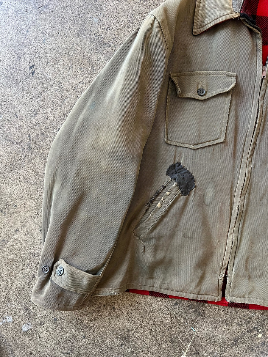 1950s Carter & Sons Whipcord Faded Olive Work Jacket