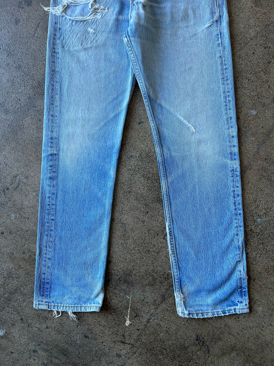 1990s Levi's 501 Jeans Distressed + Repaired 30