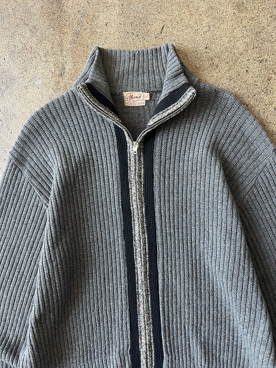 1960s Bond Striped Wool Zip Sweater