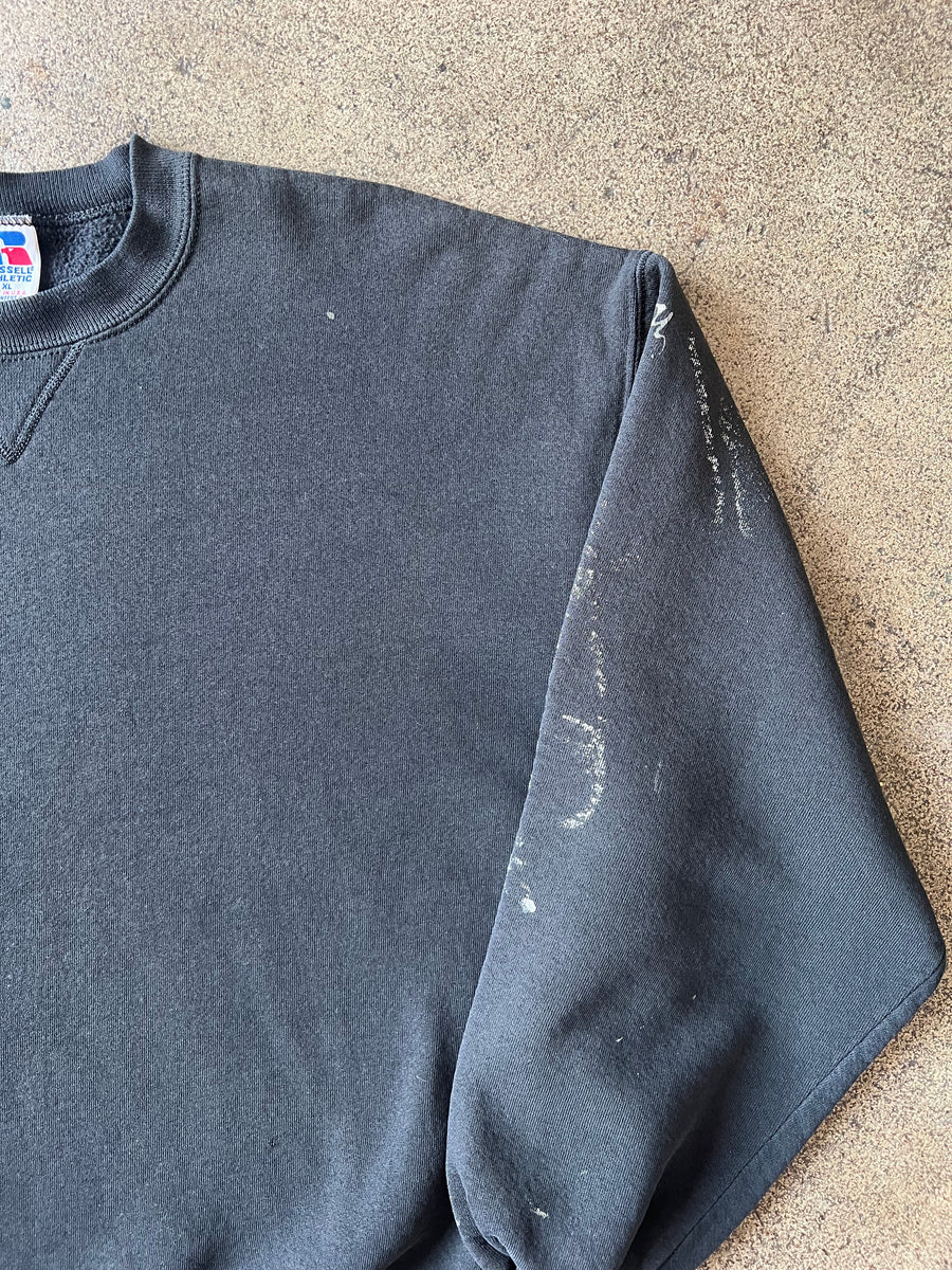 1990s Russell Black Crewneck Paint