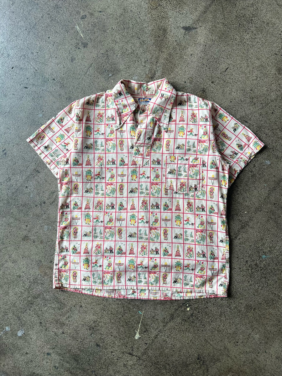 1950s Skyline Mexican Motif Shirt