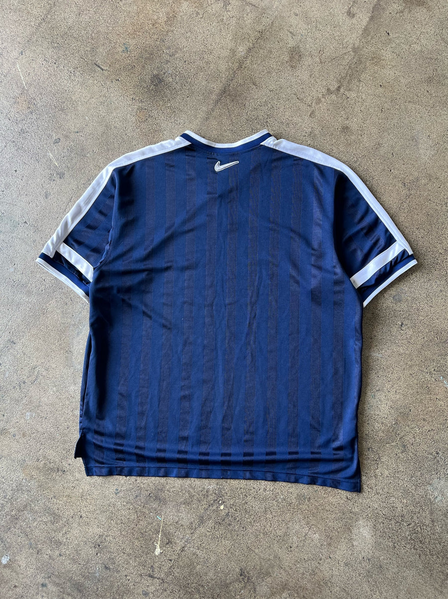 1990s Nike Blue Striped Soccer Shirt