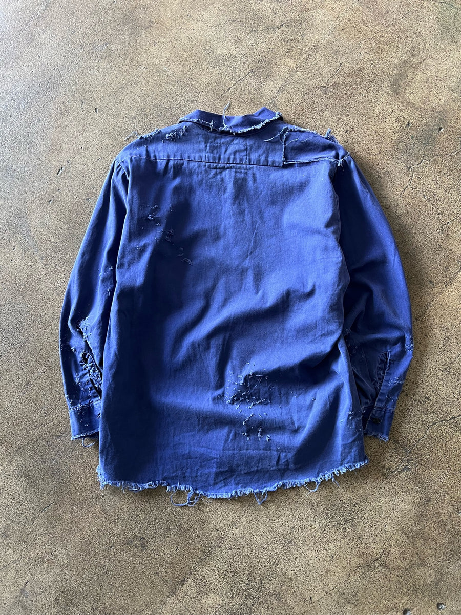1970s Distressed Blue Work Shirt