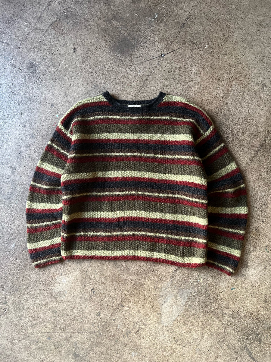 2000s J Crew Striped Boxy Wool Sweater