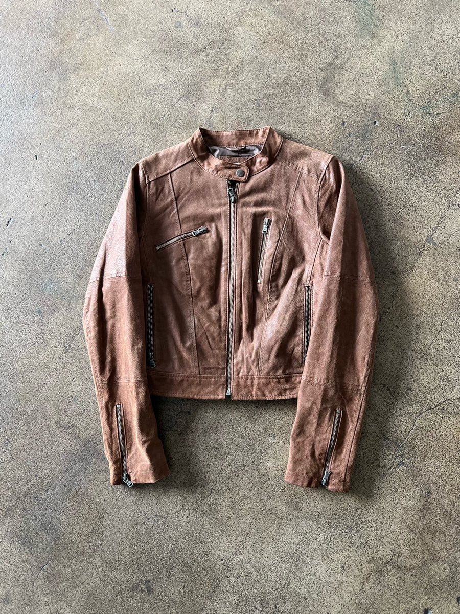 2000s Levi's Brown Leather Moto Jacket
