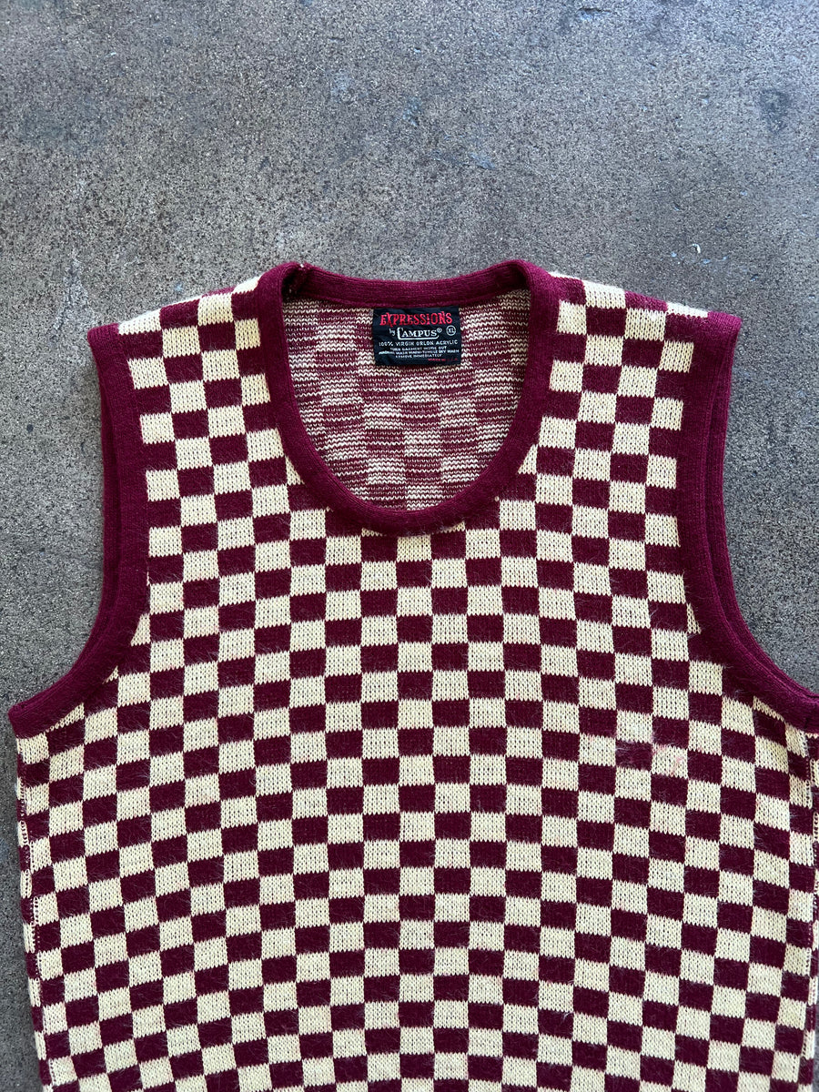 1960s Campus Checkerboard Vest