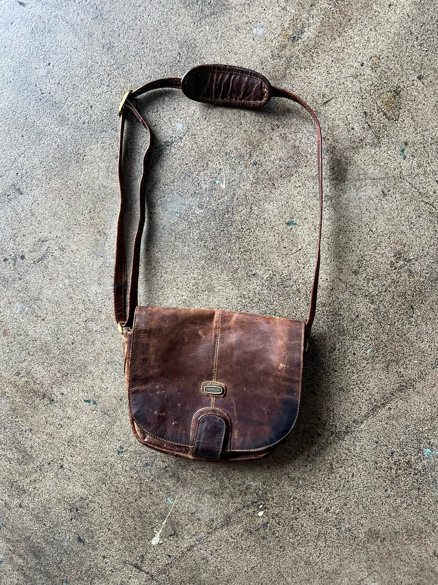 1990s Harolds Faded Brown Leather Purse