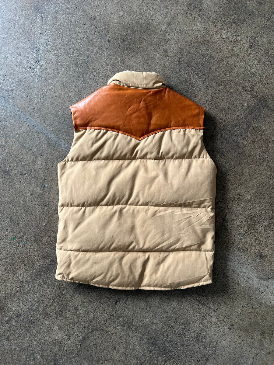 1970s Leather Puffer Vest