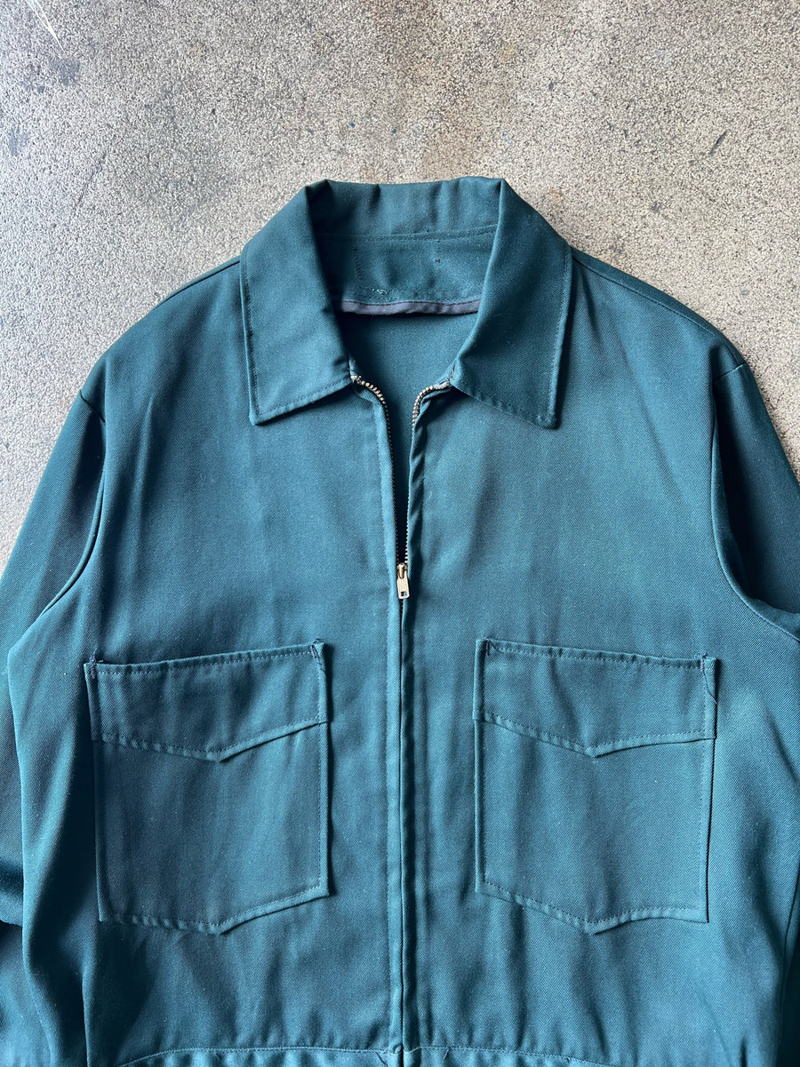 1960s Green Gabardine Two Pocket Work Jacket