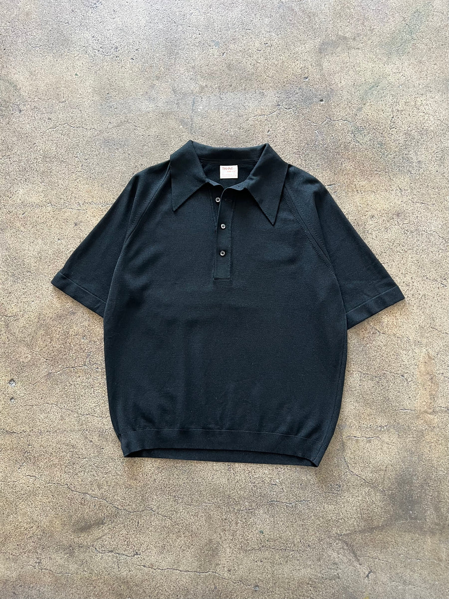 1960s Black Poly Polo Shirt