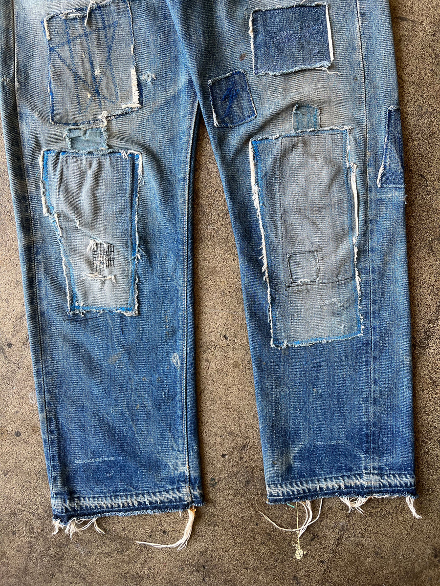 1970s Levi's 501 Selvedge Single Stitch Repaired Jeans 32
