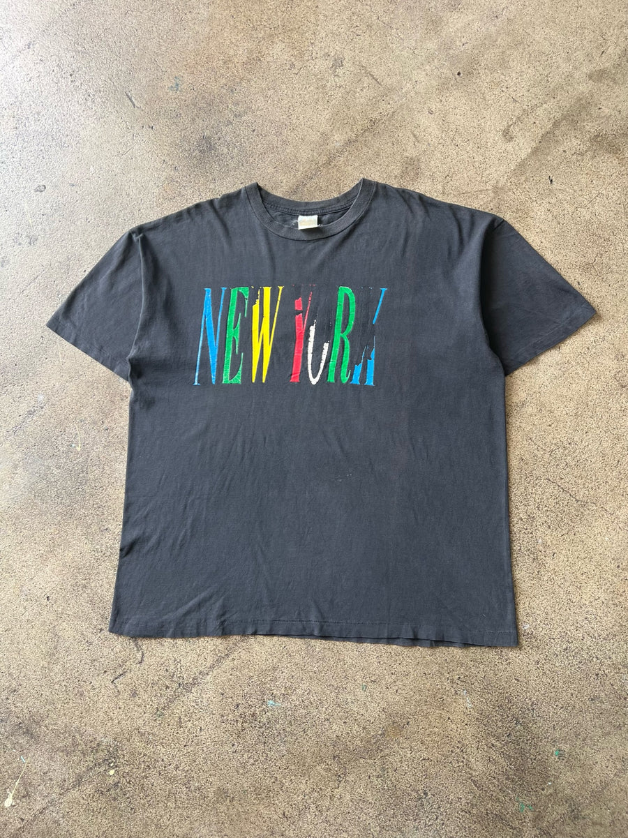 1990s New York Faded Black Tee
